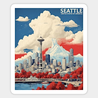 Seattle USA Vintage Tourism Travel Magnet